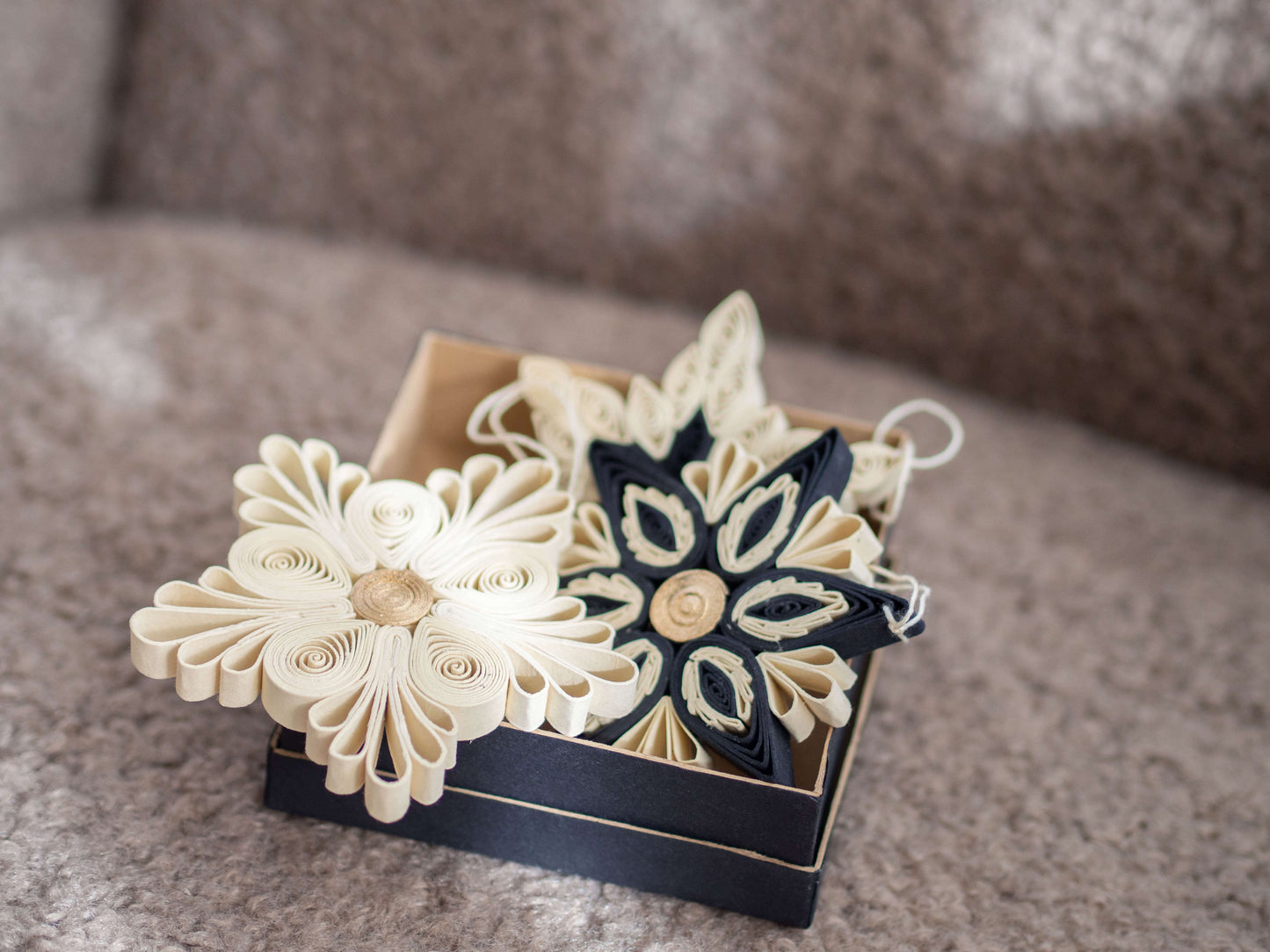 Kersthangers | Set van 3 | Naturel, goud en zwart