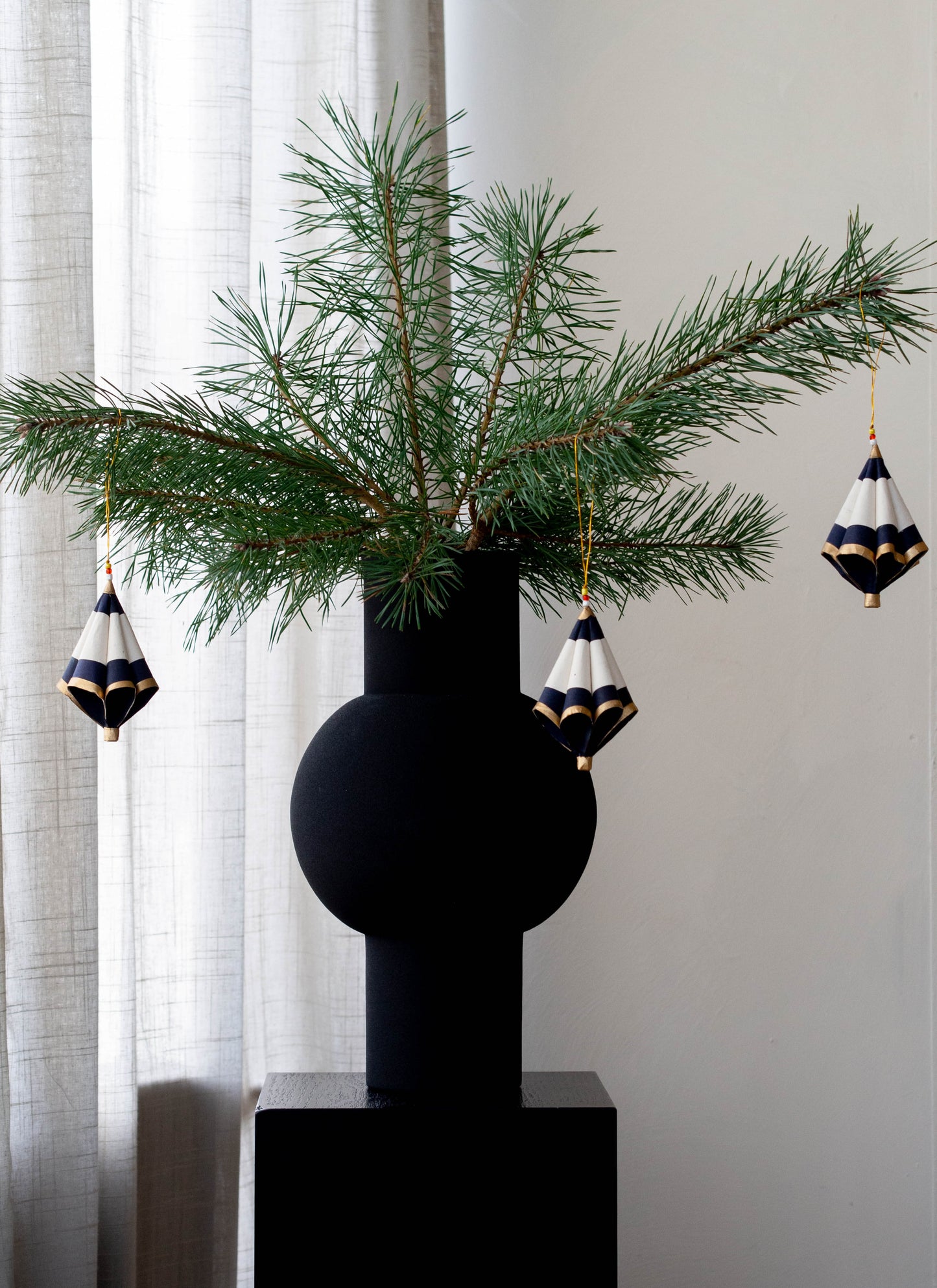 Kersthangers | Set van 3 | Naturel, goud en zwart