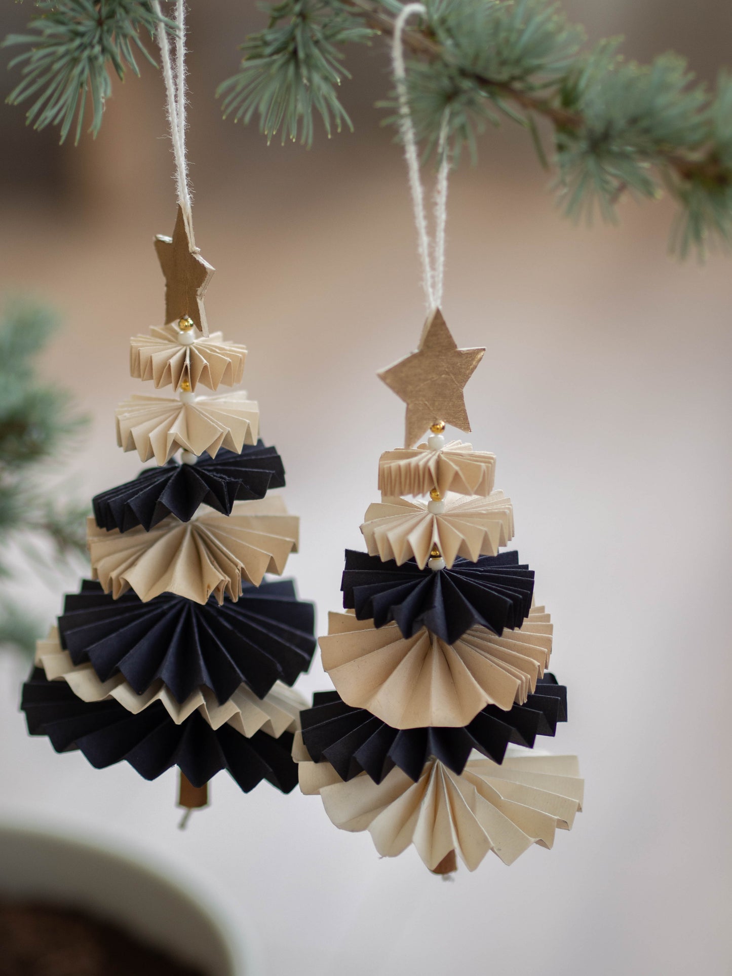 Kerstboom hangers | Zwart & Naturel | Set van 2