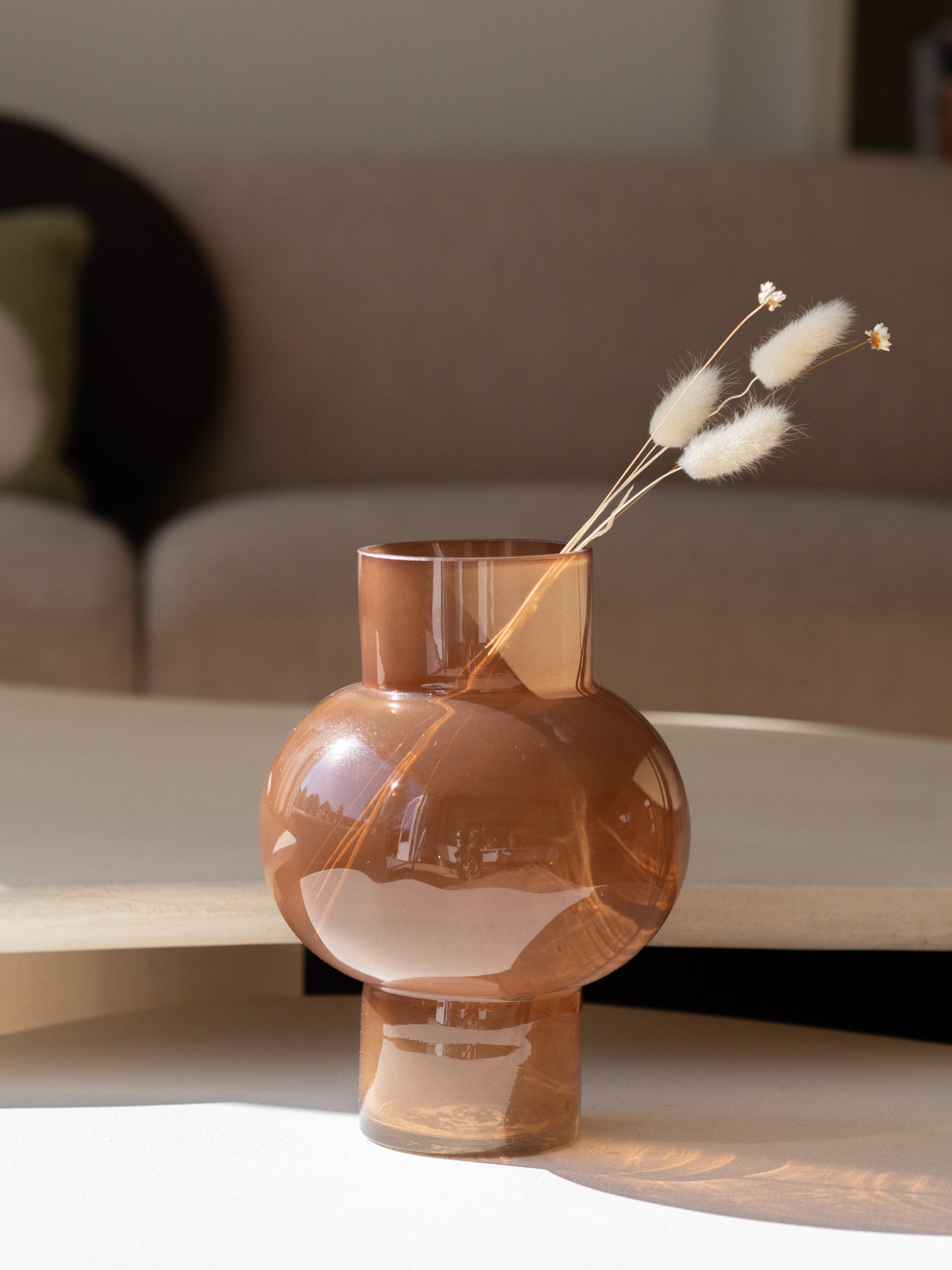 Glazen vaas bruin