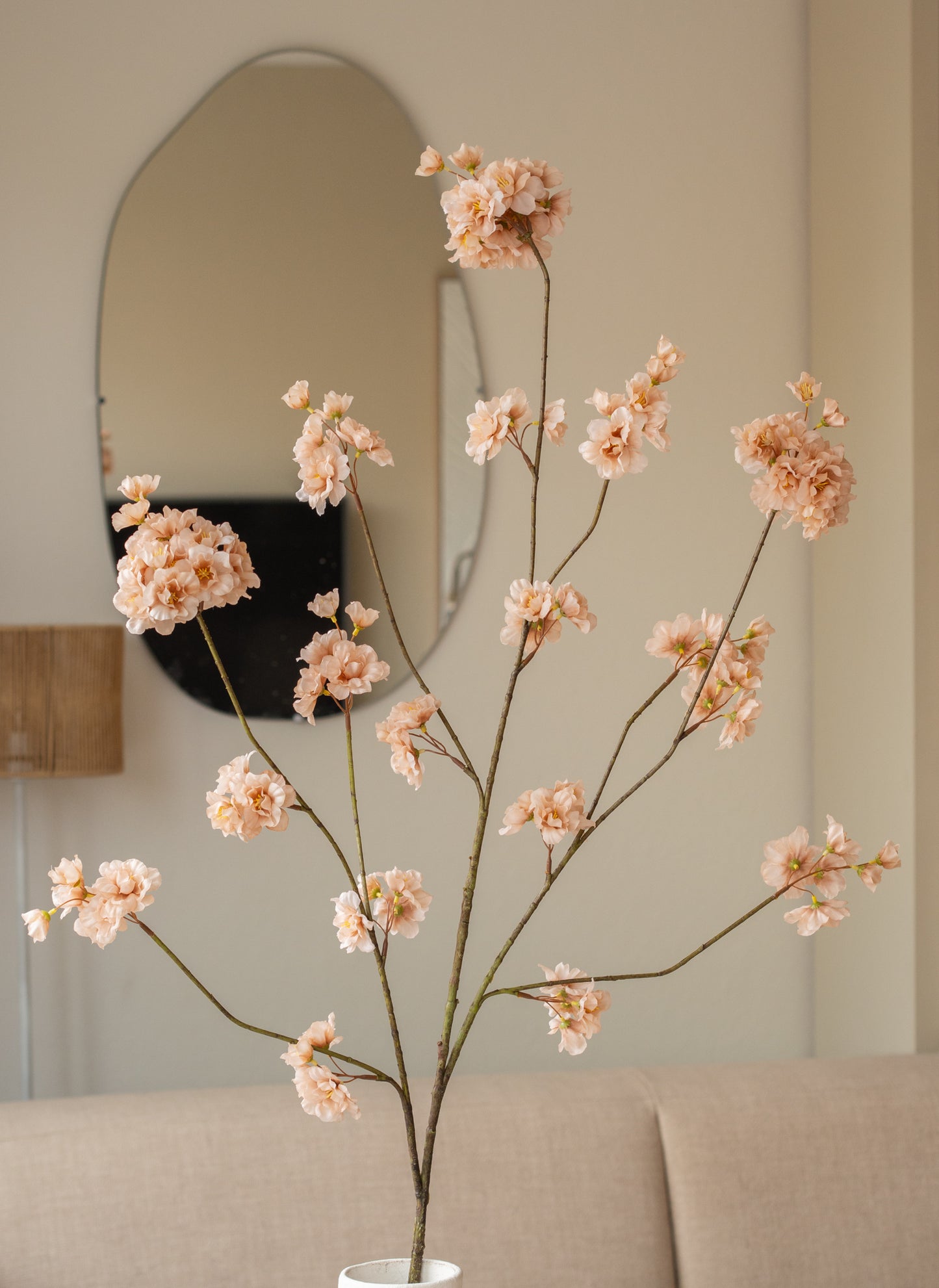 Zijden bloemen | Bloesemtak | Cappuccino | 128 cm