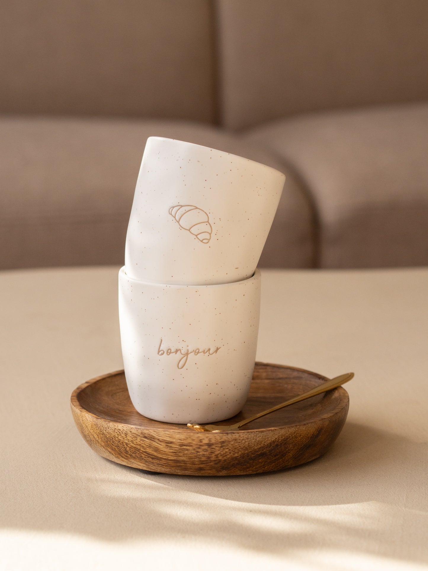 koffiemok 7,7x7,7cm 200ml keramiek croissant