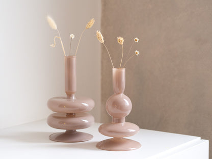 Kandelaar & Vaas | Zandkleur | Bubbles | Glas