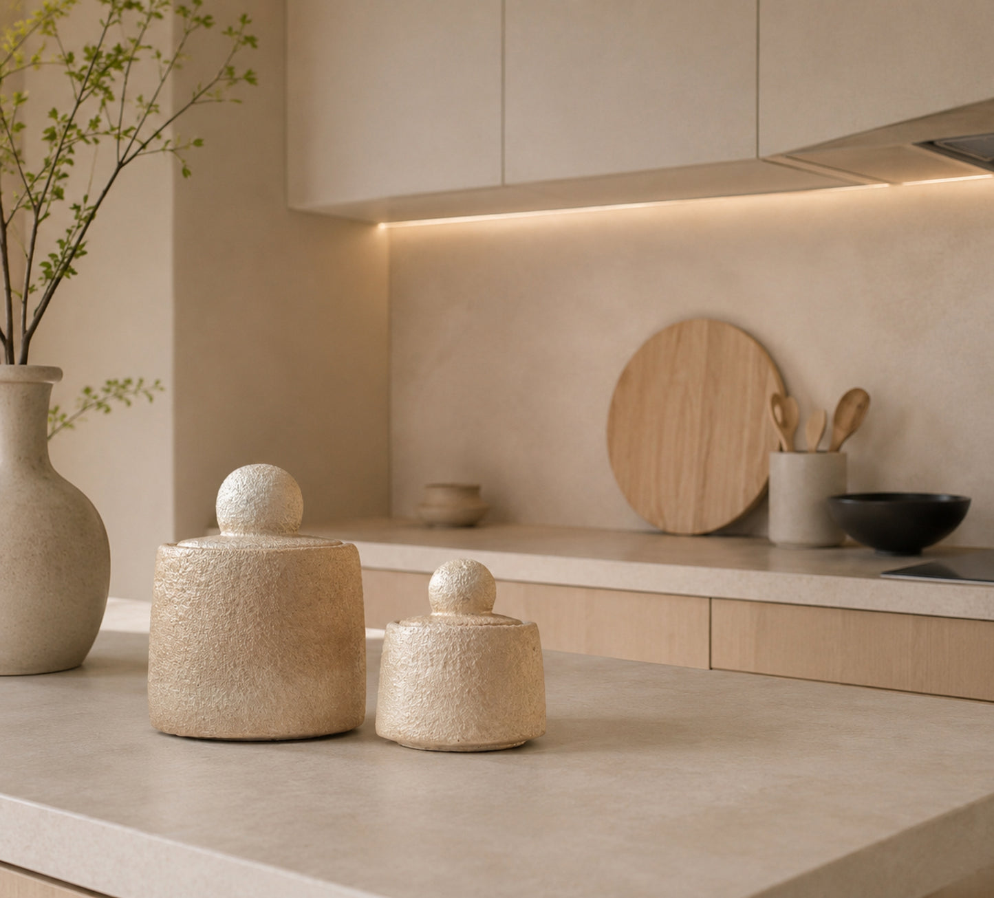 jar opbergpotje aardewerk beige structuur