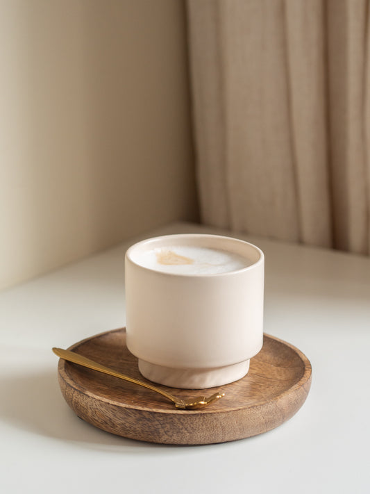 set van 2 cappuccinomokken 200 ml 8x7 cm beige