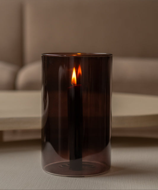 Windlicht | Glas | Bruin