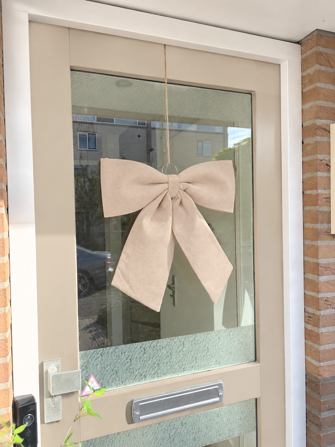 Strik | Beige | Rib stof | 48x52cm