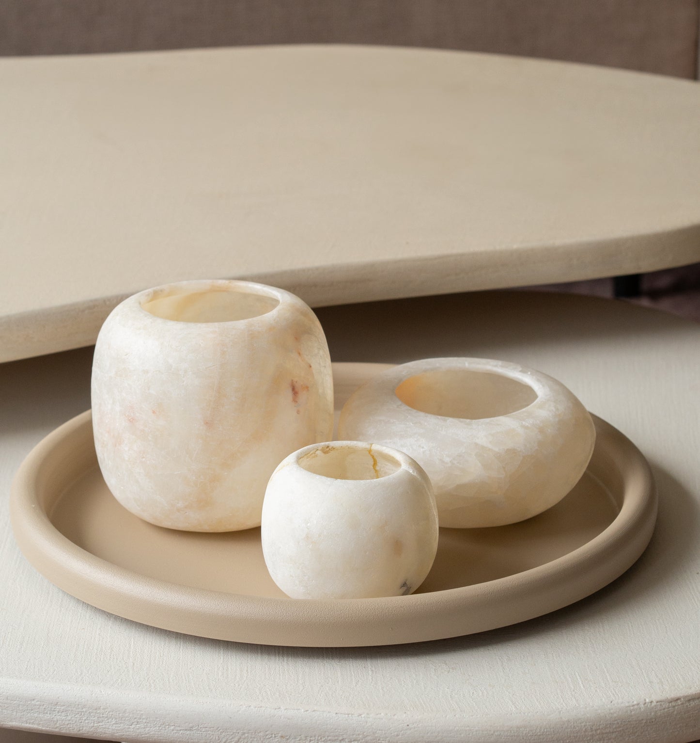 dienblad beige rond