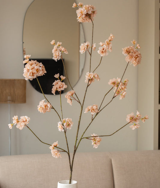 Zijden bloemen | Bloesemtak | Cappuccino | 128 cm