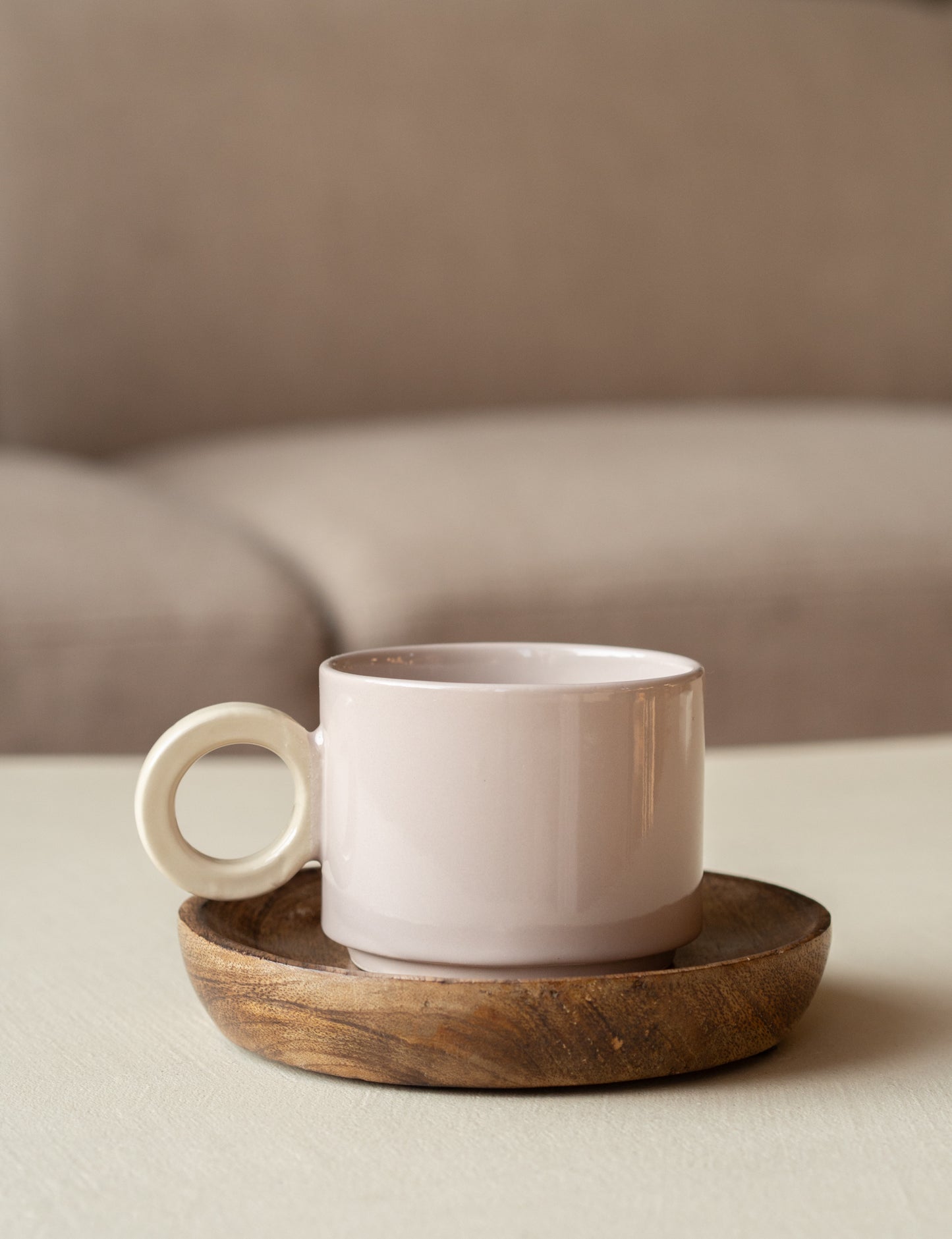 Koffiemok taupe oor