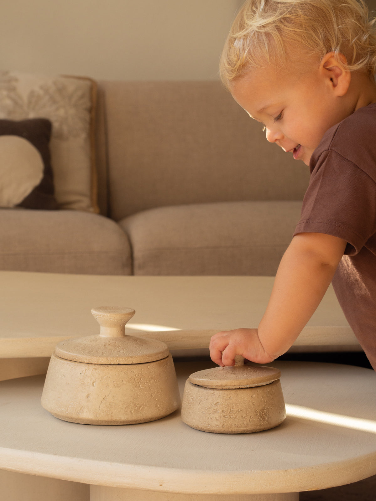 Opbergpotje | Aardewerk | Beige | Eli