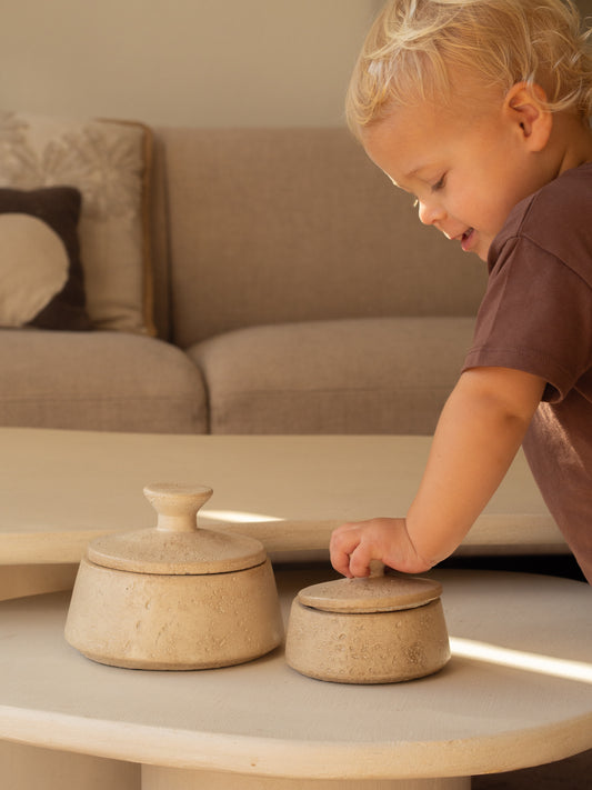 Opbergpotje | Aardewerk | Beige | Eli