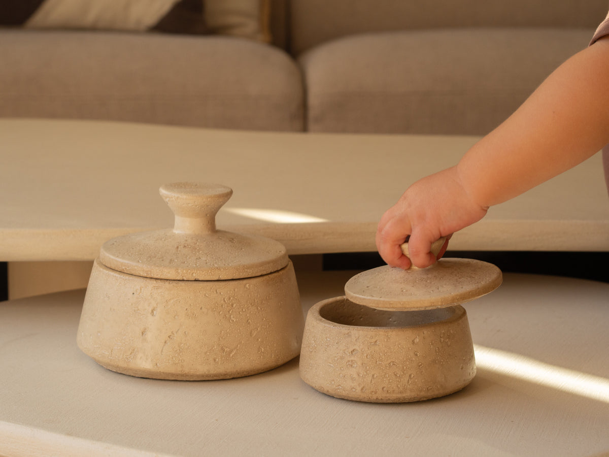Opbergpotje | Aardewerk | Beige | Eli