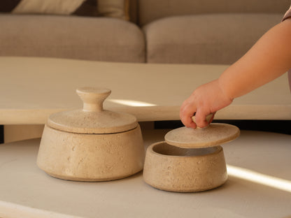 Opbergpotje | Aardewerk | Beige | Eli