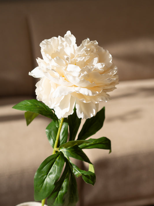 Zijden bloem pioen 68cm wit
