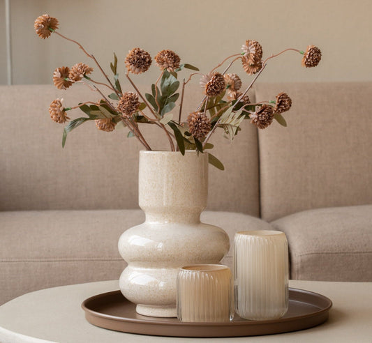 Set | Dienblad - Vaas - Bolletjestakken - waxinelichthouder