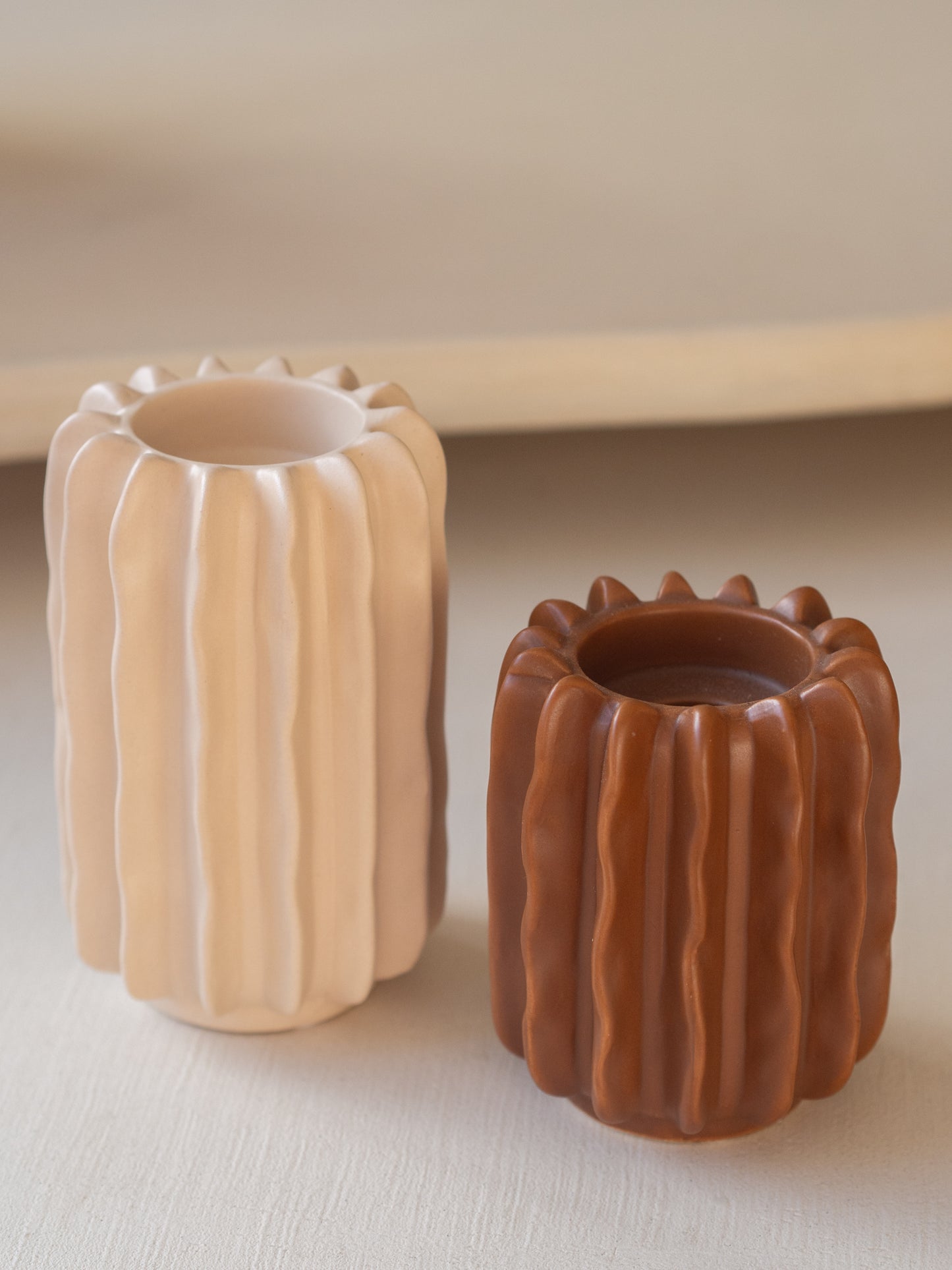 Set | Kandelaar/waxinelichthouder | Ribbel