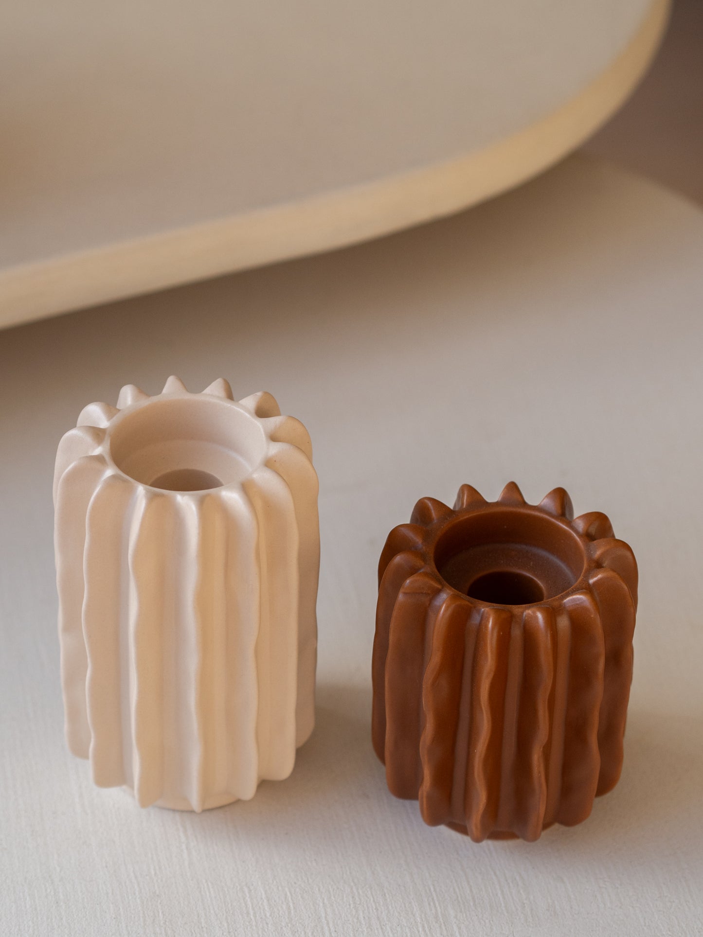 Set | Kandelaar/waxinelichthouder | Ribbel