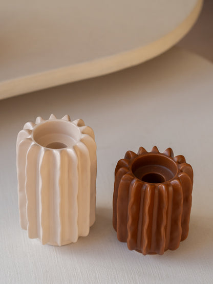 Set | Kandelaar/waxinelichthouder | Ribbel